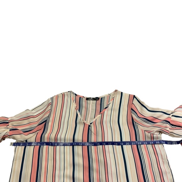 CURE peasant stripe ruffle sleeves v neck top size 2XL !! - Picture 8 of 11